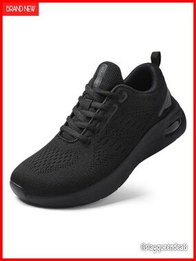 Womens Wide Toe Box Walking Shoes Cushioned Arch Support Lace-Up Running